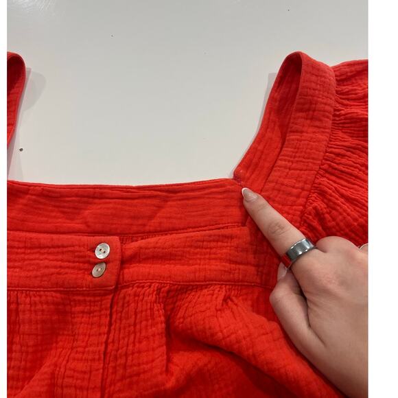 Honorine Francoise Cotton Seersucker Minidress Small Red Cotton Gauze Mini Dress - Picture 8 of 10